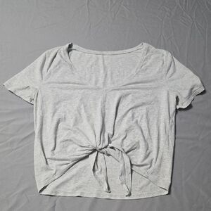 Lululemon athletica Light Gray Tie-Front Tee